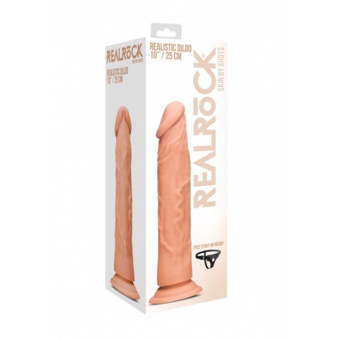 Телесный фаллоимитатор Realistic Dildo с трусиками - 26,7 см.