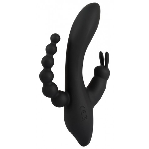 Черный тройной вибратор Triple G-Spot Vibrator - 20,8 см.