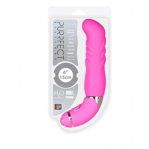 Розовый силиконовый вибратор PURRFECT SILICONE 6INCH 10FUNCTIONS - 15 см.